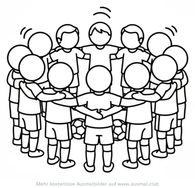 Fußball Team Spieler im Kreis Ausmalbild