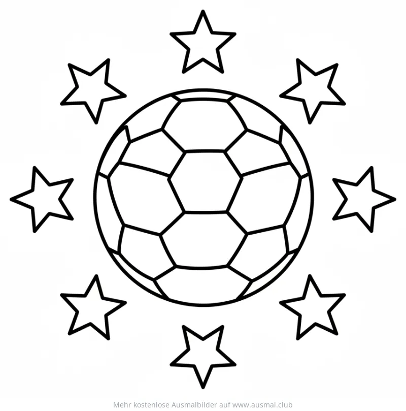 Fußball umgeben von Sternen Ausmalbild