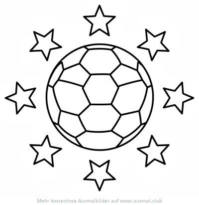 Fußball umgeben von Sternen Ausmalbild