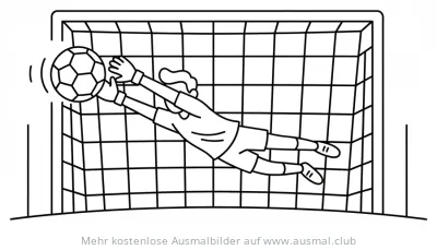 Torwart hechtet nach Fußball Ausmalbild