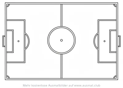 Fußballfeld Ausmalbild mit Toren und Mittellinie