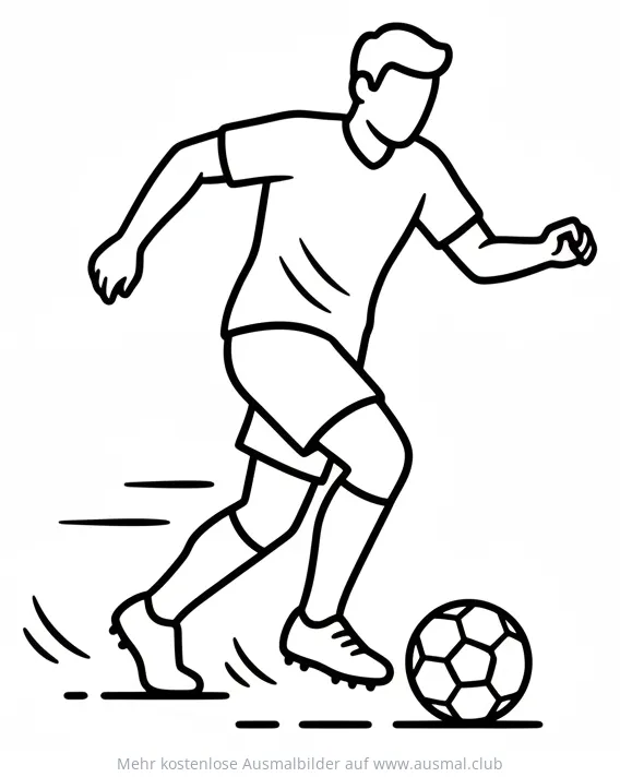 Fußballspieler im Dribbling Ausmalbild