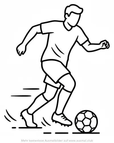 Fußballspieler im Dribbling Ausmalbild