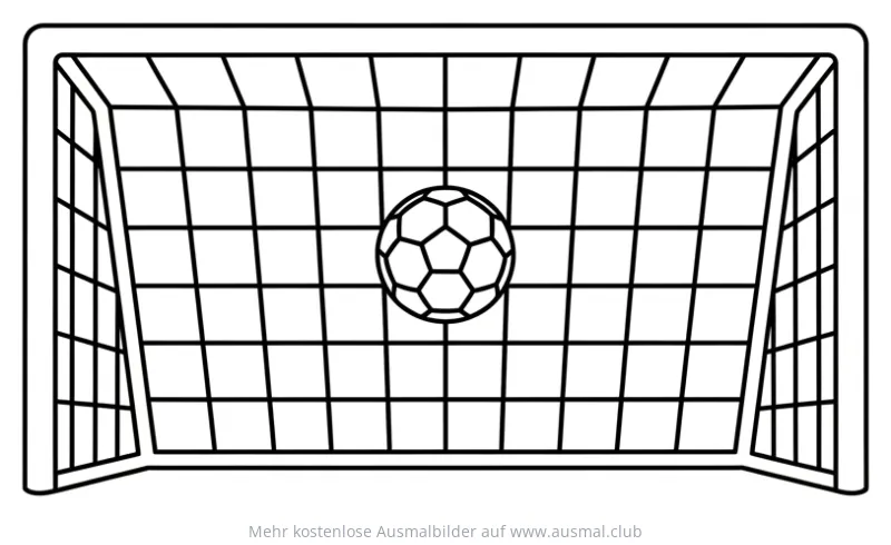 Fußball im Tornetz Ausmalbild