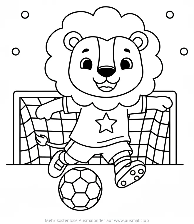 Löwe als Fußball Maskottchen Ausmalbild