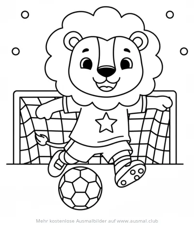 Löwe als Fußball Maskottchen Ausmalbild