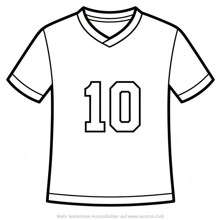 Fußball Trikot mit Nummer 10 Ausmalbild