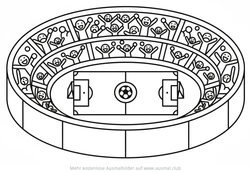Fußballstadion mit jubelnden Fans Ausmalbild