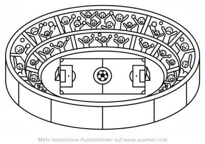 Fußballstadion mit jubelnden Fans Ausmalbild