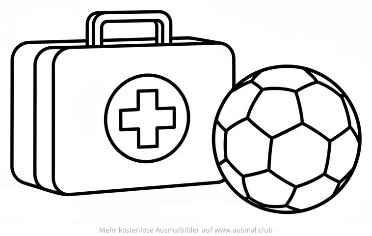 Fußball mit Erste Hilfe Koffer Ausmalbild
