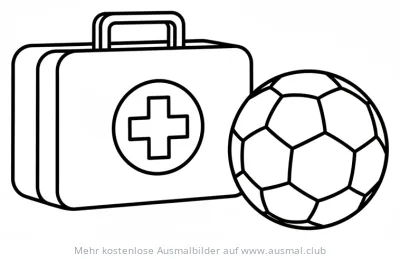 Fußball mit Erste Hilfe Koffer Ausmalbild