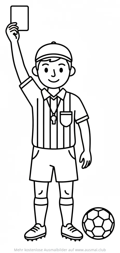 Fußball Schiedsrichter zeigt Rote Karte Ausmalbild