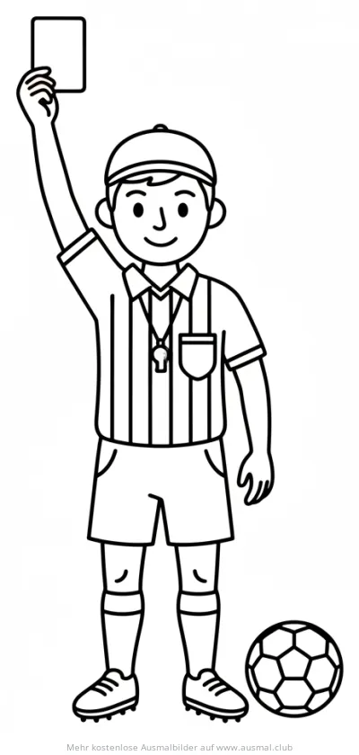 Fußball Schiedsrichter zeigt Rote Karte Ausmalbild