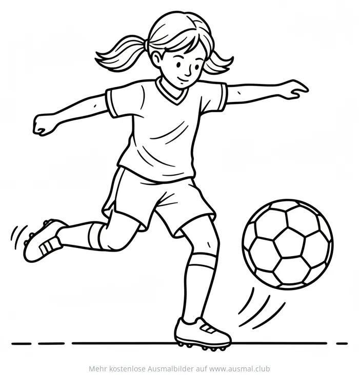 Fußball spielendes Mädchen Ausmalbild