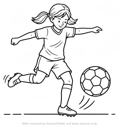 Fußball spielendes Mädchen Ausmalbild