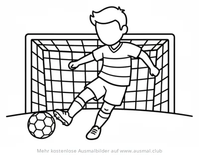 Fußballspieler schießt Elfmeter Ausmalbild