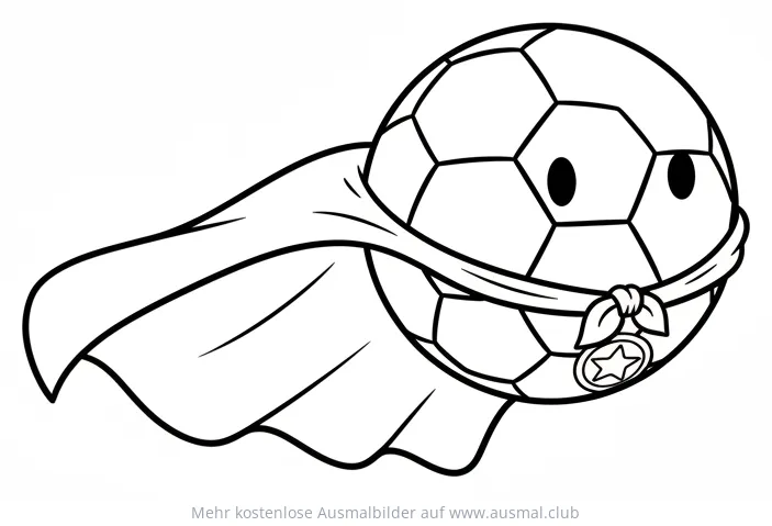 Superball mit Superhelden-Umhang Ausmalbild