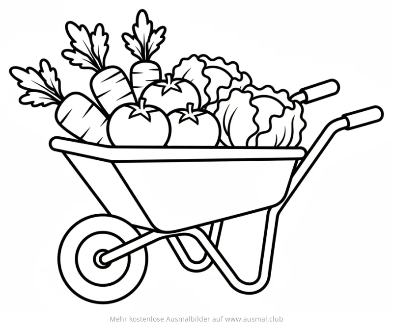Schubkarre voller Gemüse Ausmalbild