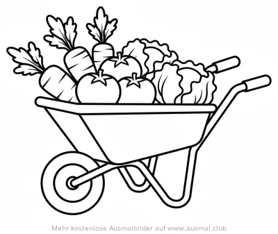Schubkarre voller Gemüse Ausmalbild