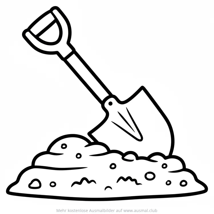 Schaufel im Erdhaufen Ausmalbild