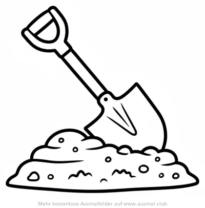 Schaufel im Erdhaufen Ausmalbild