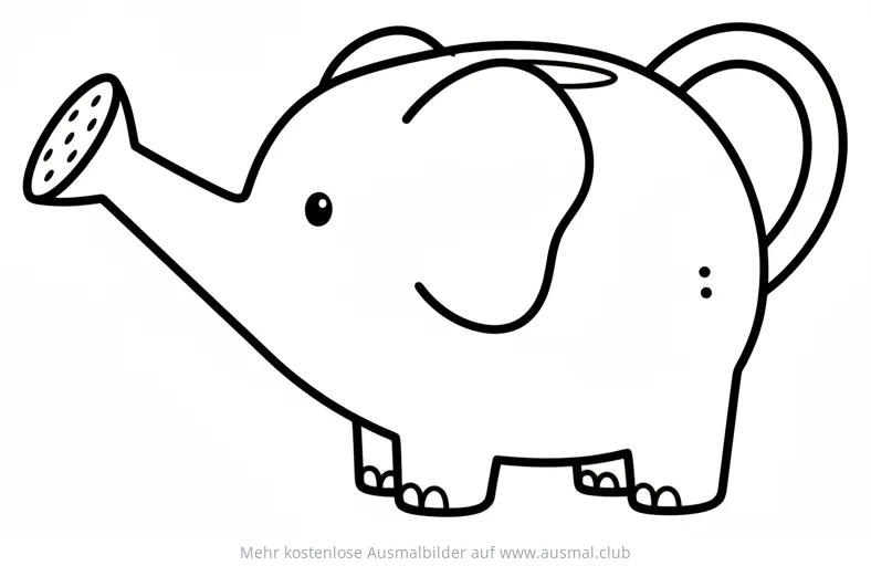 Elefant als Gießkanne Ausmalbild