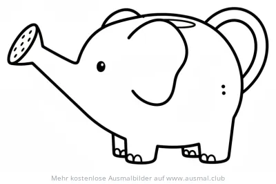 Elefant als Gießkanne Ausmalbild