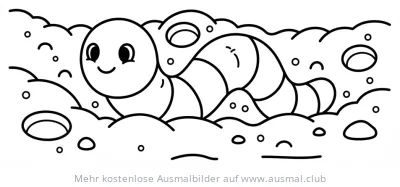 Freundlicher Wurm im Erdreich Ausmalbild