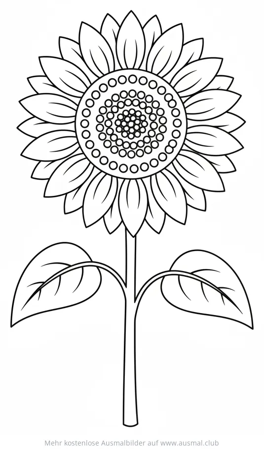 Sonnenblume Ausmalbild mit Blüten und Blättern