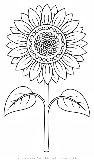 Sonnenblume Ausmalbild mit Blüten und Blättern
