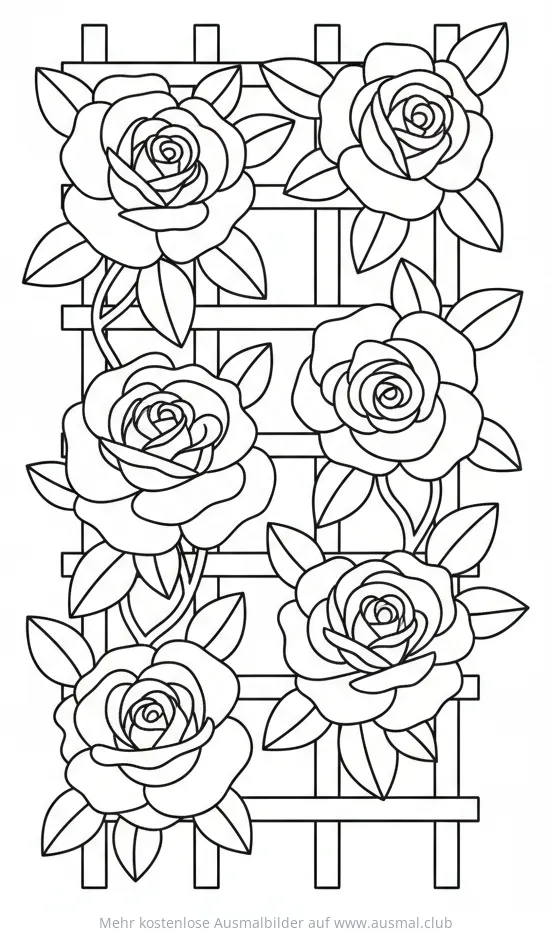 Rosenbogen Ausmalbild mit Rosenblüten