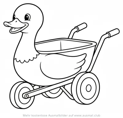 Enten-Schubkarre Ausmalbild