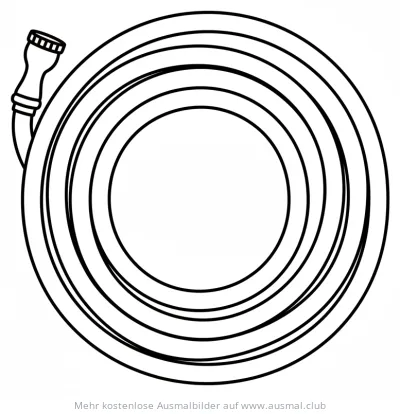 Aufgerollter Gartenschlauch Ausmalbild