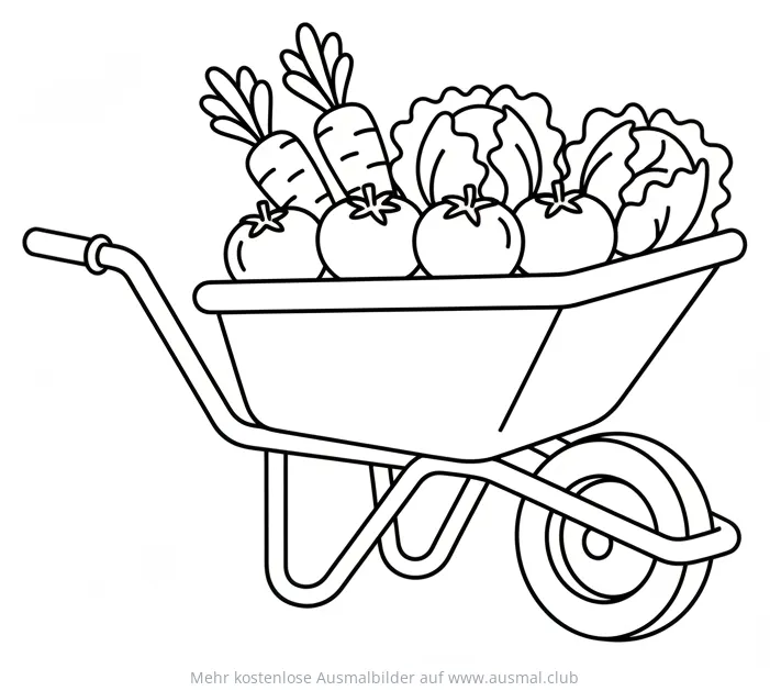 Schubkarre voller Gemüse Ausmalbild