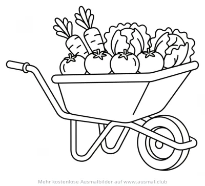 Schubkarre voller Gemüse Ausmalbild