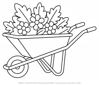 Schubkarre voller Blumen Ausmalbild