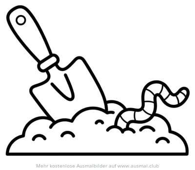 Kelle und Regenwurm im Garten Ausmalbild