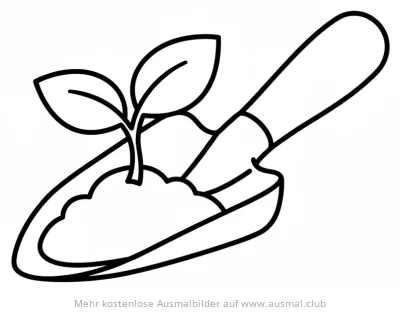 Pflanzenkelle Ausmalbild mit junger Pflanze