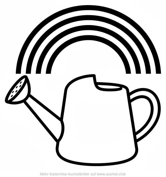 Regenbogen über einer Gießkanne Ausmalbild