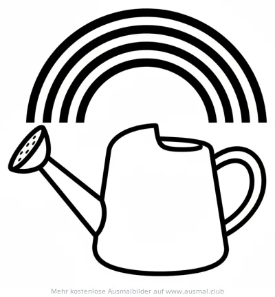 Regenbogen über einer Gießkanne Ausmalbild