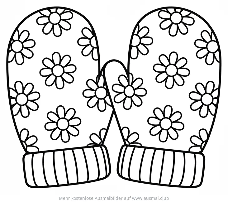 Blumenmuster Gartenhandschuhe Ausmalbild