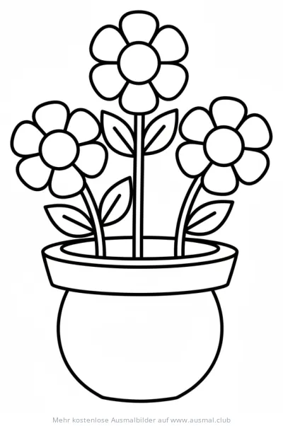 Blumentopf mit Blumen Ausmalbild