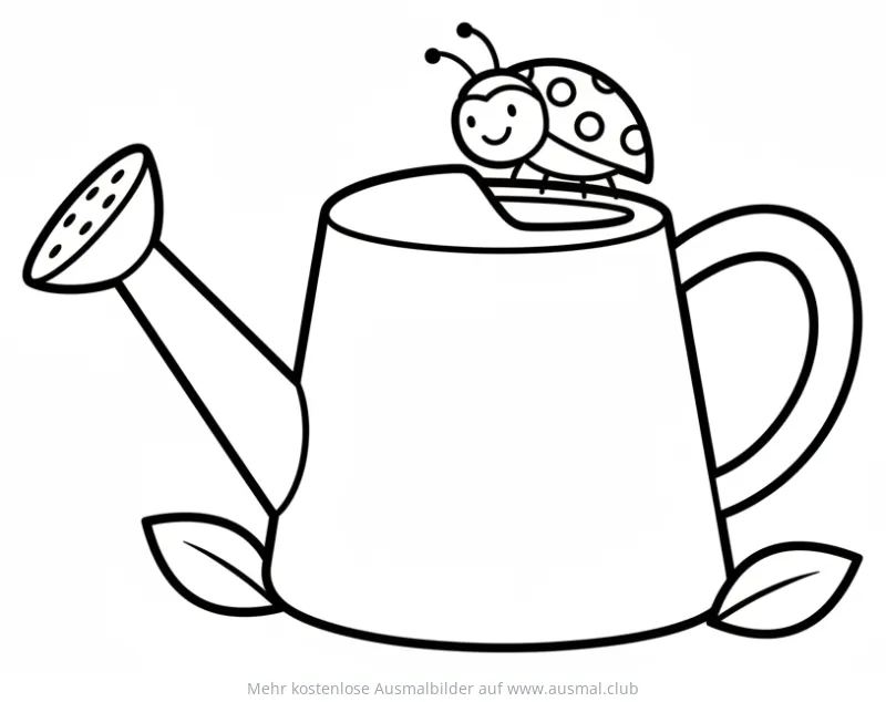 Giesskanne mit Marienkäfer Ausmalbild