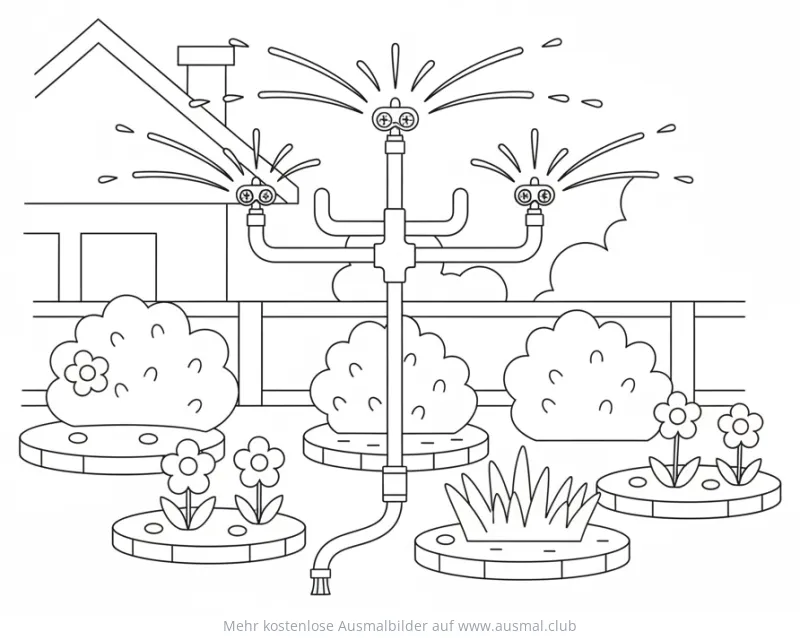 Gartensprenger im Garten Ausmalbild
