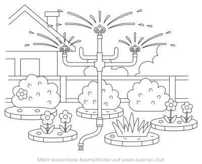 Gartensprenger im Garten Ausmalbild