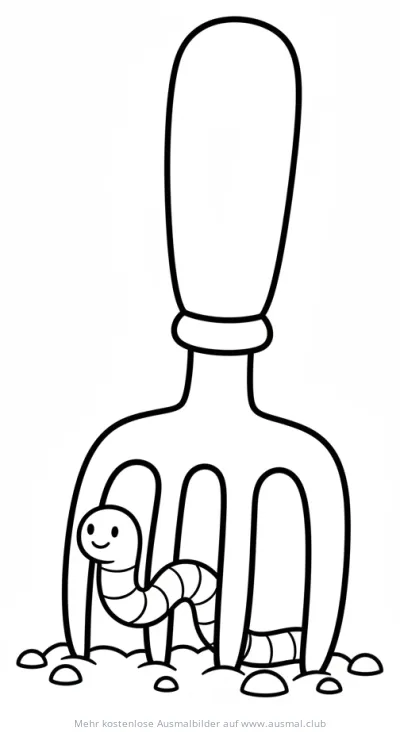 Gartengabel mit freundlichem Wurm Ausmalbild