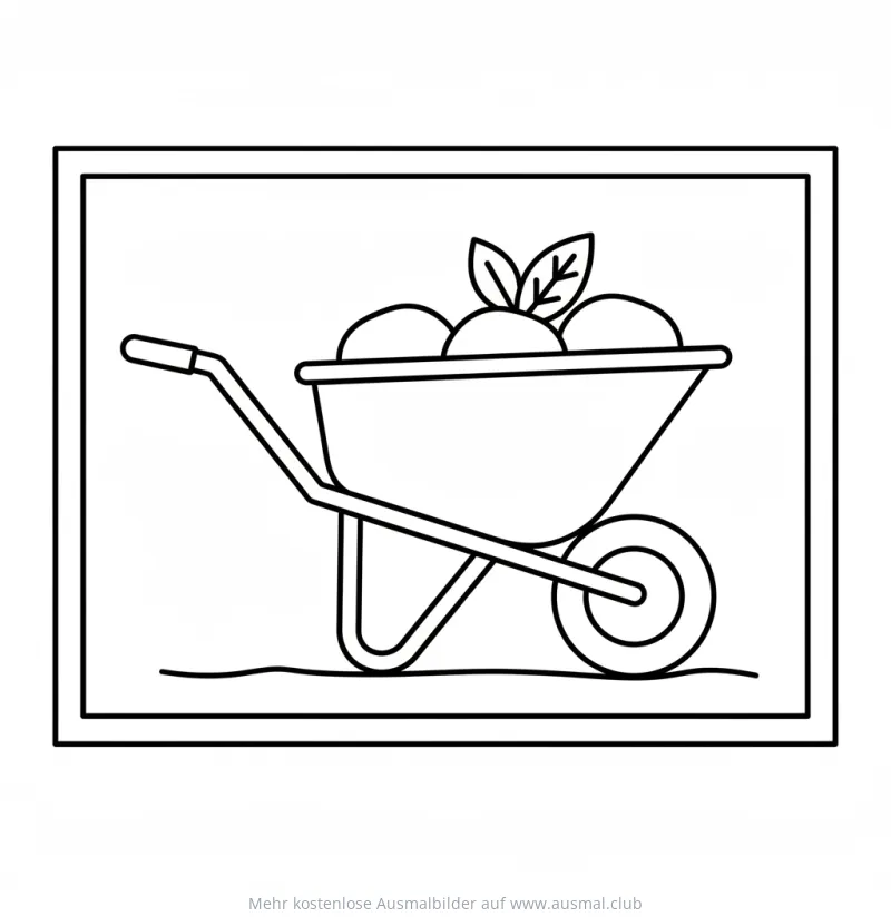Schubkarre gefüllt mit Erde und Pflanze Ausmalbild
