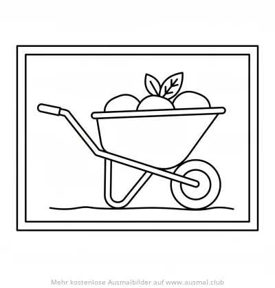 Schubkarre gefüllt mit Erde und Pflanze Ausmalbild