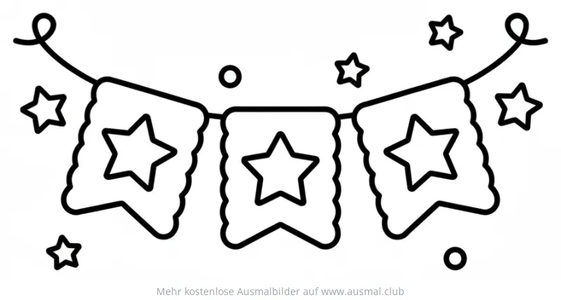 Geburtstagsbanner mit Sternen Ausmalbild