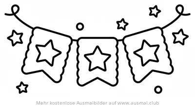 Geburtstagsbanner mit Sternen Ausmalbild